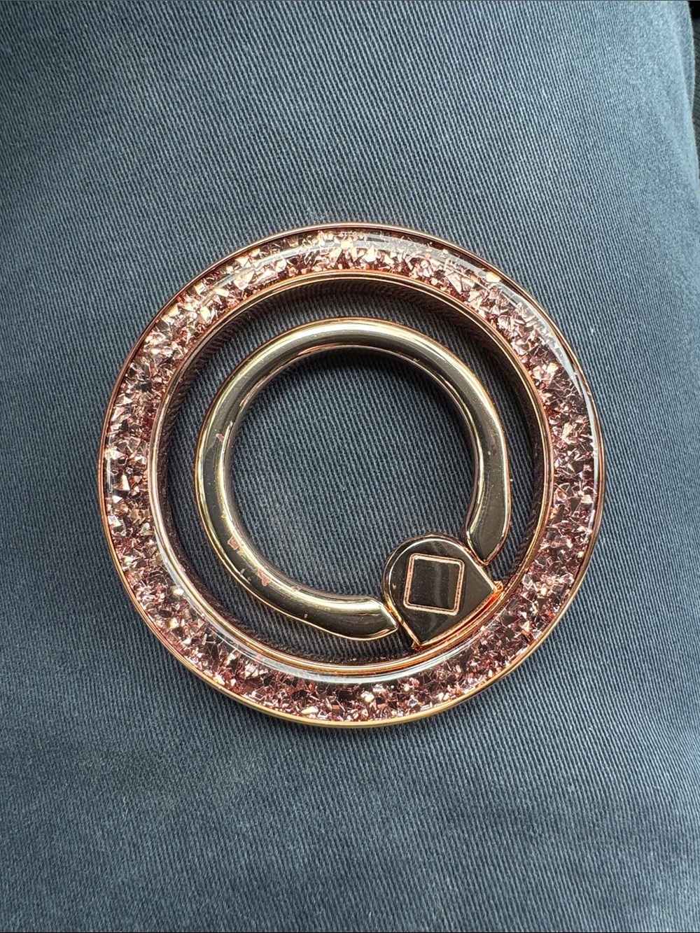 Rose Gold Crystal Circle Phone Ring Holder - Women Jewelry